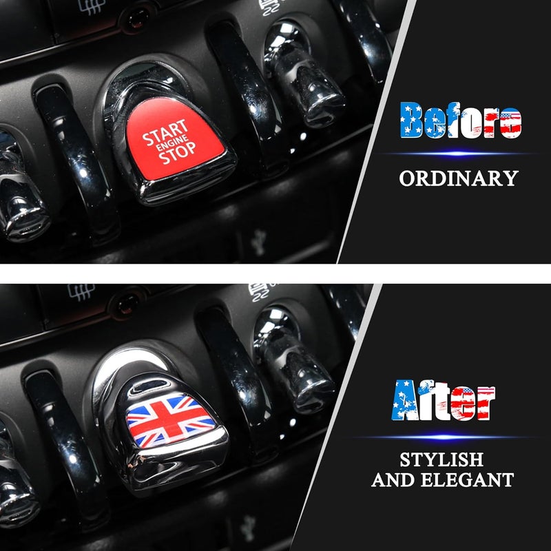 TOMALL Car Engine Start Stop Button Cover Compatible with Mini Cooper F56 F55 F57 F54 F60 - Push Start Button Trim Ignition Ring Cap for Car Interior Accessories (Union Jack) - Image 4